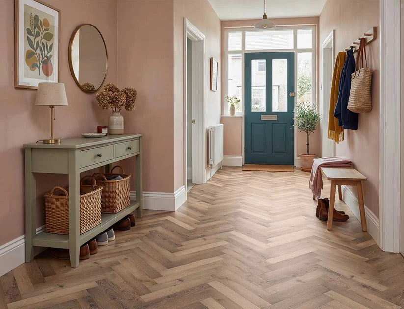 Timeless Bourbon Oak Herringbone Glue Down LVT