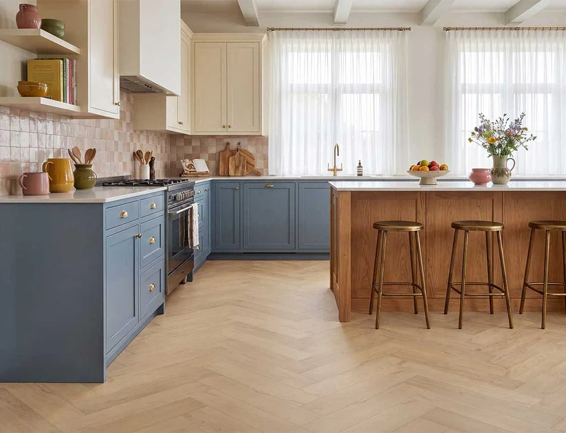 Timeless Caramel Drizzle Herringbone Glue Down LVT