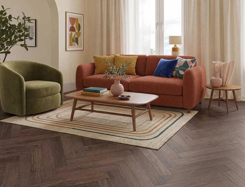 Timeless Honeyed Oak Herringbone Glue Down LVT