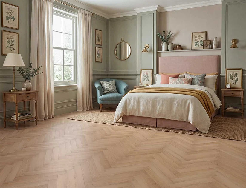 Timeless Praline Oak Herringbone Glue Down LVT