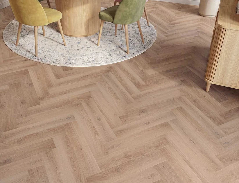 Timeless Toffee Melt Herringbone Glue Down LVT