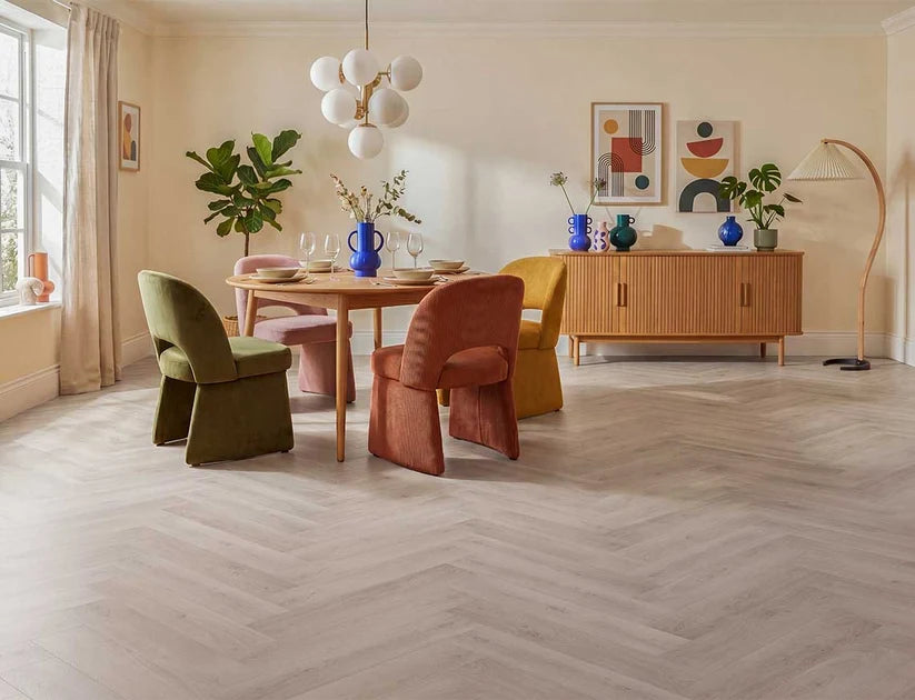 Timeless Tuscan Oak Herringbone Glue Down LVT