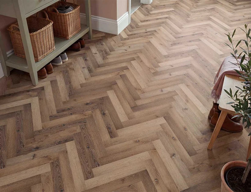 Timeless Bourbon Oak Herringbone Glue Down LVT