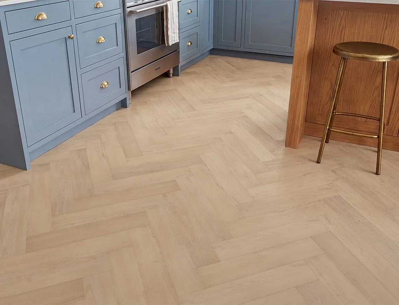 Timeless Caramel Drizzle Herringbone Glue Down LVT