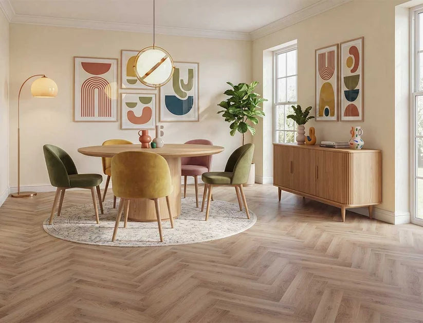 Timeless Toffee Melt Herringbone Glue Down LVT